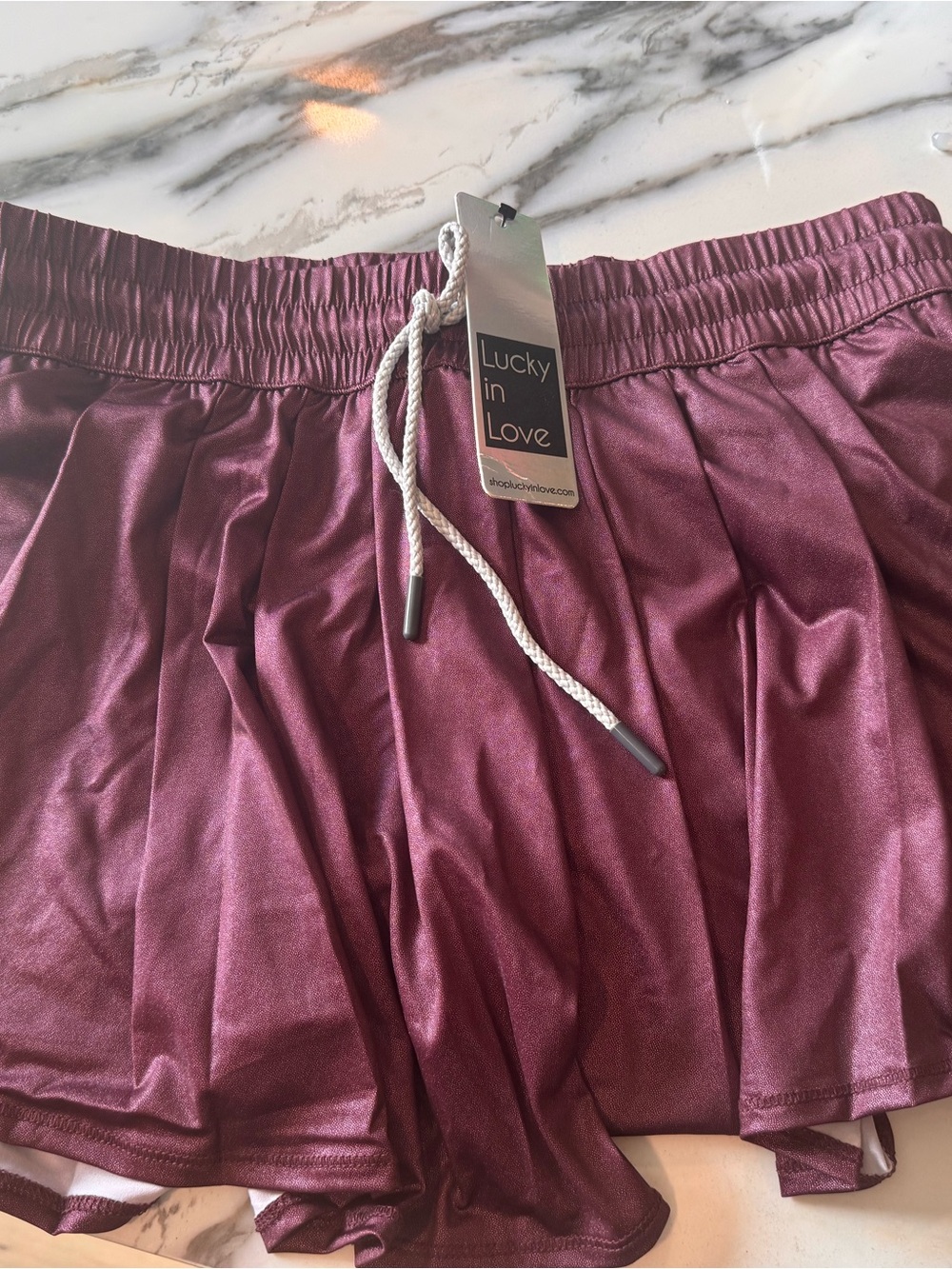 Lucky in Love Plum Athletic Skort with Drawstring